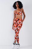 Women’s Orange Camo High Waisted Joggers and Halter Top